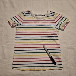 Hanna Andersson girls size 90 or 3T rainbow stripe short sleeve shirt Play cond.